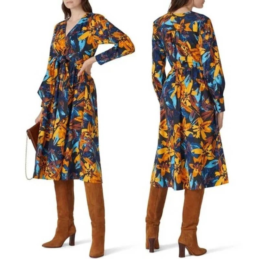 MARISSA WEBB Floral Print Midi Length Dress
